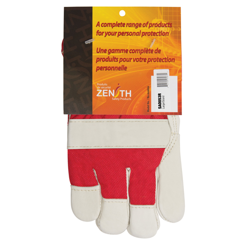 Red & White Premium Winter-Lined Fitters Gloves, Large, Grain Cowhide Palm, Boa Inner Lining Kelford