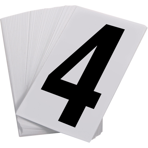 Pressure Sensitive Numbering, 4, 3-1/2" H, Black on White Kelford