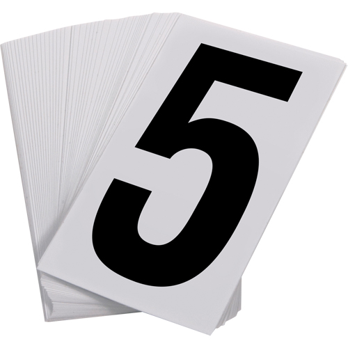 Num&eacute;ros autocollants, 5, 3-1/2" h, Noir sur blanc Kelford