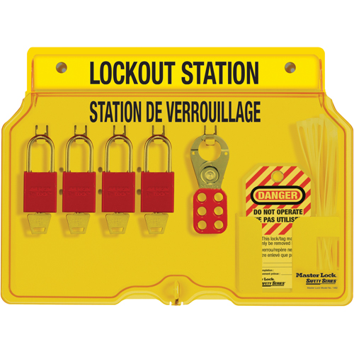 Lockout Station, Aluminum Padlocks, 4 Padlock Capacity, Padlocks Included Kelford