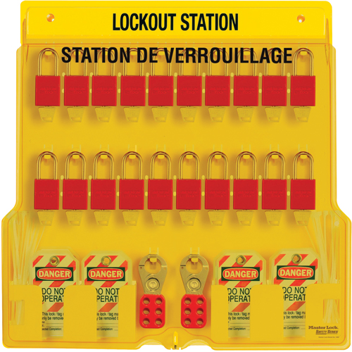 Lockout Station, Thermoplastic Padlocks, 20 Padlock Capacity, Padlocks Included Kelford