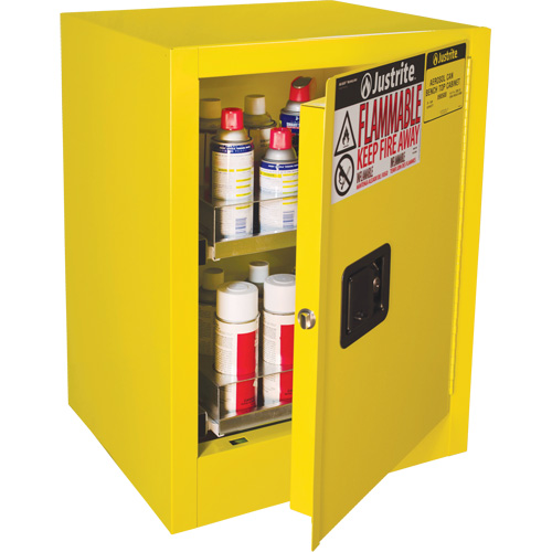 Armoire de s&eacute;curit&eacute; d'&eacute;tabli pour produits inflammables EX Sure-Grip, 24 gal., 1 Porte(s), 21" La x 27" h x 18" p Kelford