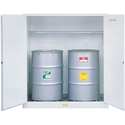 Armoires de s&eacute;curit&eacute; pour d&eacute;chets dangereux, Capacit&eacute; de 110 gal. US, 2 barils, Blanc Kelford