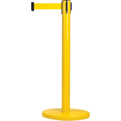 Free-Standing Crowd Control Barrier, Steel, 35" H, Yellow Tape, 7' Tape Length Kelford