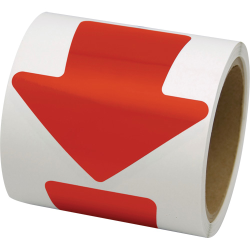 D&eacute;calcomanie en couleur pour le marquage des planchers, Fl&egrave;che, 4" lo x 4" la, Rouge, Vinyle Kelford