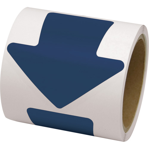 D&eacute;calcomanie en couleur pour le marquage des planchers, Fl&egrave;che, 4" lo x 4" la, Bleu, Vinyle Kelford