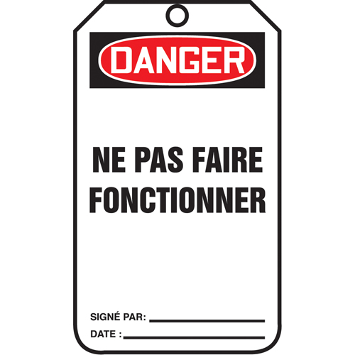 &eacute;tiquettes de verrouillage, Papier cartonn&eacute;, 3-1/8" la x 5-7/8" h, Français Kelford