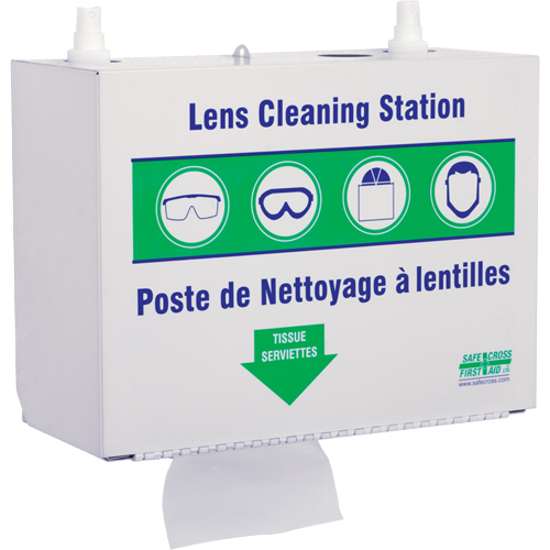 Metal Lens Cleaning Stations - Two 500ml Solutions & 1 Box of Tissue, Metal, 10.5" L x 5.5" D x 6.3" H Kelford