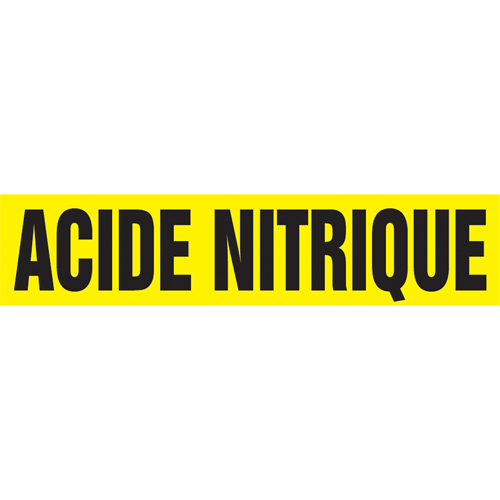 Marqueur de tuyau "Acid Nitrique", Autocollant, 4" h x 24" la, Noir sur jaune Kelford