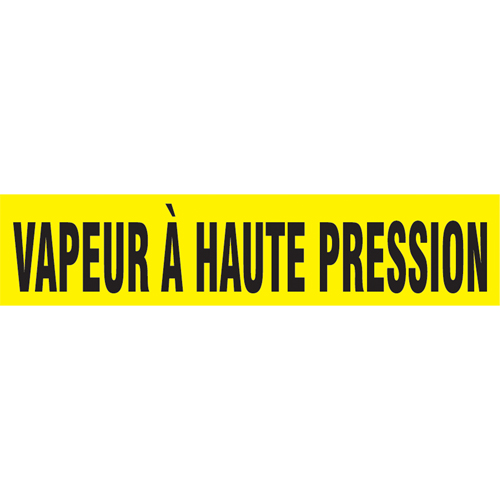Marqueurs de tuyau "Vapeur &agrave; Haute Pression", Autocollant, 4" h x 24" la, Noir sur jaune Kelford