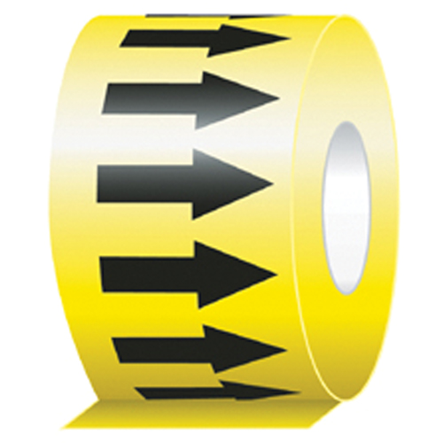 Directional Flow Arrow Tapes, 108', Black on Yellow Kelford