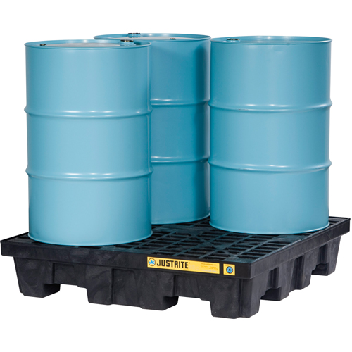 Palettes pour contr&ocirc;le des d&eacute;versements EcoPolyBlend avec drain, Capacit&eacute; de d&eacute;versement 73 gal. US, 49" x 49" x 10,3" Kelford