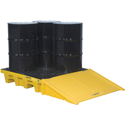 EcoPolyBlend Spill Control Pallets - With Drain, 73 US gal. Spill Capacity, 49" x 49" x 10.2" Kelford