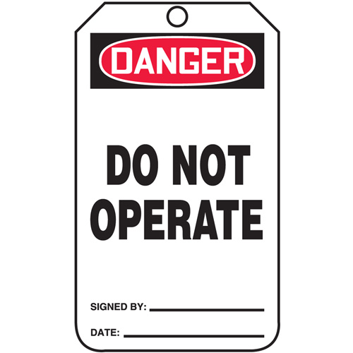 Safety Tags, Cardstock, 3-1/4" W x 5-3/4" H, English Kelford