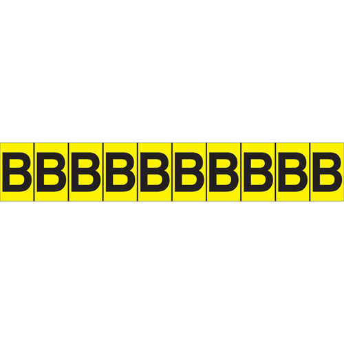 Rep&egrave;res adh&eacute;sifs &agrave; lettres individuelles, B, 1" h, Noir sur jaune Kelford