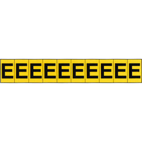 Rep&egrave;res adh&eacute;sifs &agrave; lettres individuelles, E, 1" h, Noir sur jaune Kelford