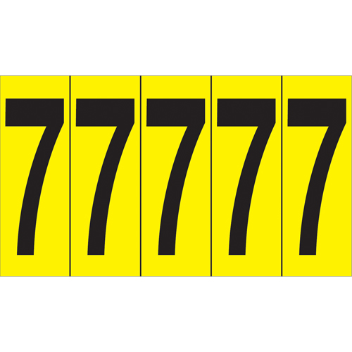 Individual Adhesive Number Markers, 7, 3-7/8" H, Black on Yellow Kelford