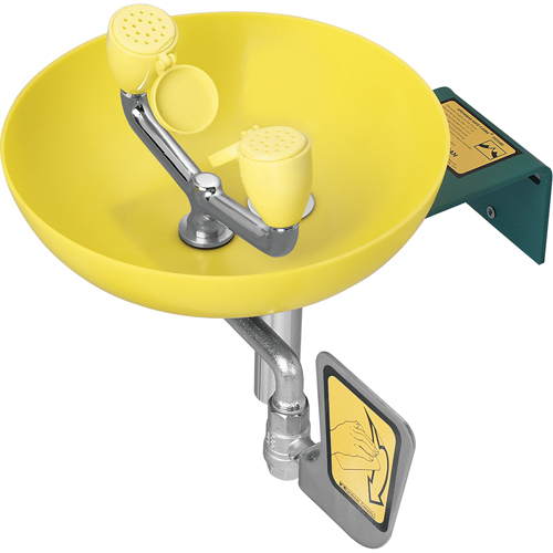 Poste de douche oculaire/faciale, Installation Montage mural, Bol Plastique Kelford