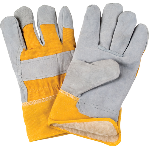 Winter-Lined Fitters Gloves, Large, Split Cowhide Palm, Boa Inner Lining Kelford