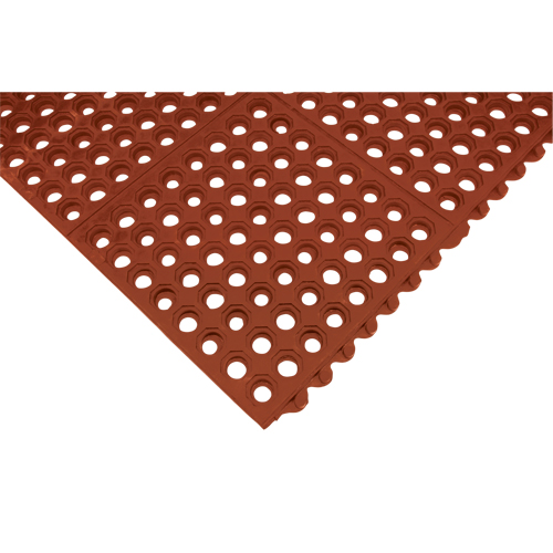 Tapis modulaire antifatigue, Nid d'abeilles, 3' x 3' x 1/2", Brun, Nitrile/Caoutchouc Kelford
