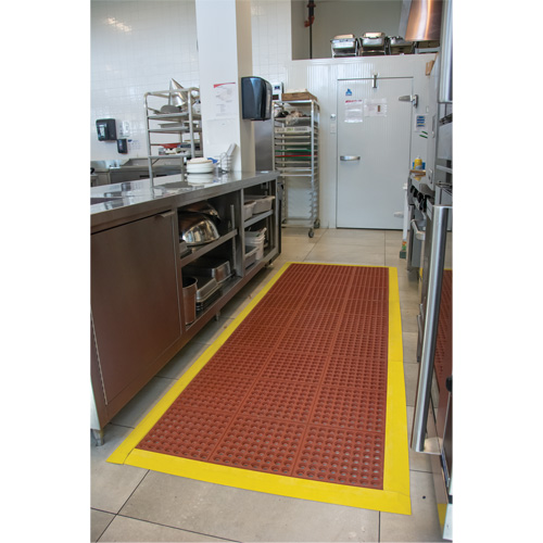Tapis modulaire antifatigue, Nid d'abeilles, 3' x 3' x 1/2", Brun, Nitrile/Caoutchouc Kelford