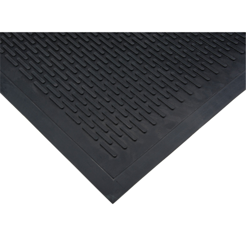 Tapis &agrave; profil bas, Caoutchouc, Grattoir Type, Motif Plein, 3' x 5', Noir Kelford
