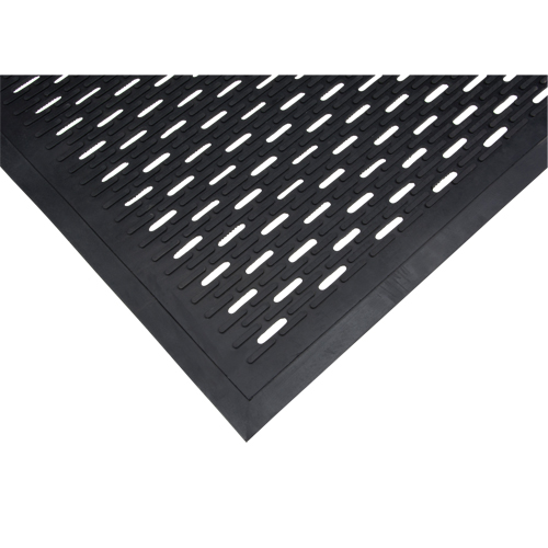 Tapis &agrave; profil bas, Caoutchouc, Grattoir Type, Motif &agrave; fentes, 3' x 5', Noir Kelford