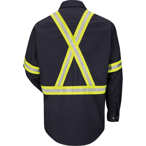 Chemise de travail avec bordure r&eacute;fl&eacute;chissante, Coton/nylon, Moyen, Orange haute visibilit&eacute; Kelford