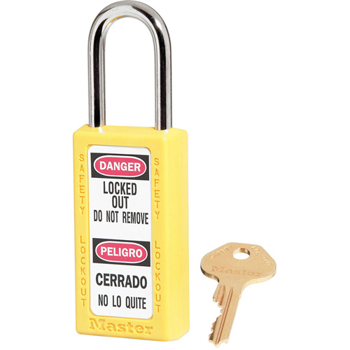 Cadenas de s&eacute;curit&eacute; Zenex 411, Jaune, Cl&eacute;s identiques, Thermoplastique, Largeur de 1-1/2" Kelford