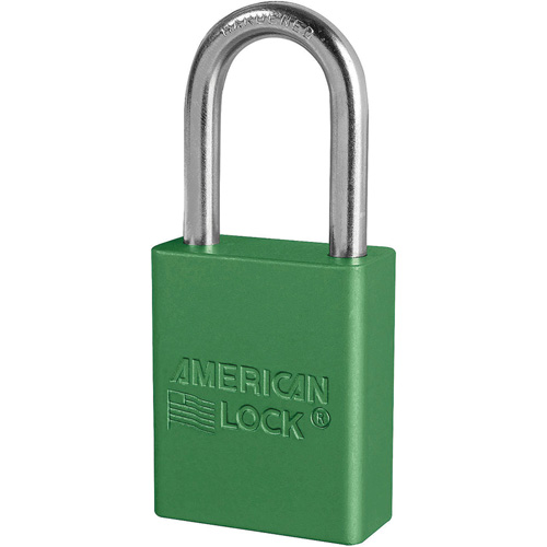 American Lock&reg; Safety Padlocks, Green, Keyed Alike, Aluminum, 1-1/2" Width Kelford