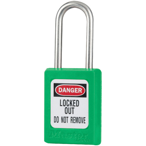 S33 Zenex Safety Padlocks, Green, Keyed Alike, Thermoplastic, 1-3/8" Width Kelford
