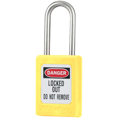 S33 Zenex Safety Padlocks, Yellow, Keyed Alike, Thermoplastic, 1-3/8" Width Kelford