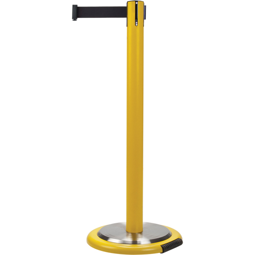 Barri&egrave;res sur pieds pour le contr&ocirc;le des foules, Acier, 35" h, Ruban Noir, Longueur du ruban 12' Kelford