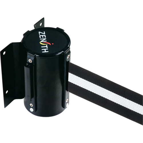 Wall Mount Barrier, Steel, Screw Mount, 7', Black/White Tape Kelford