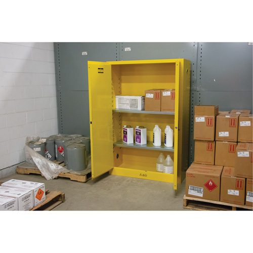 Flammable Storage Cabinet, 45 gal., 2 Door, 43" W x 65" H x 18" D Kelford