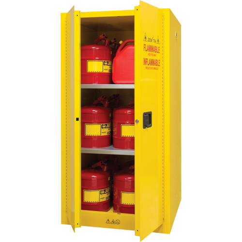 Flammable Storage Cabinet, 60 gal., 2 Door, 34" W x 65" H x 34" D Kelford