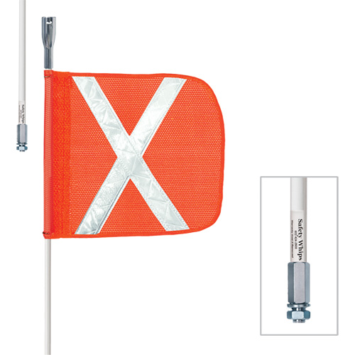 Safety Whip&reg; Heavy-Duty Whips, Threaded Mount, 8' High, Orange Kelford