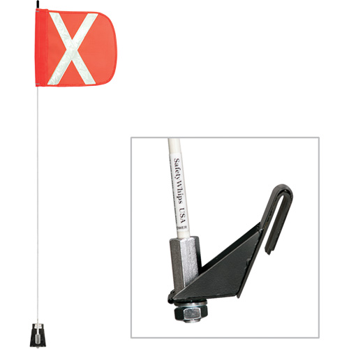 Tiges de s&eacute;curit&eacute; pour travaux l&eacute;gers Safety Whip, Fixation Fen&ecirc;tre, Hauteur 5', Orange Kelford