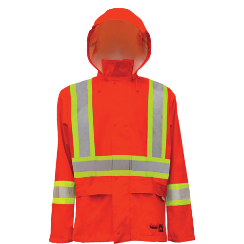 Vestes de s&eacute;curit&eacute; imperm&eacute;ables ignifuges haute visibilit&eacute; en polyur&eacute;thane, Petit, Orange haute visibilit&eacute; Kelford