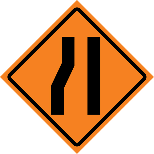 Merge Right Roll-Up Traffic Sign, 36" x 36", Vinyl, Pictogram Kelford