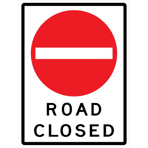 "Road Closed" Roll-Up Traffic Sign, 36" x 48", Vinyl, English with Pictogram Kelford