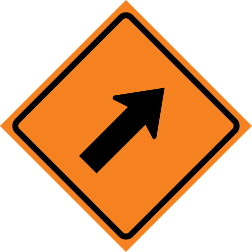 Right Diagonal Arrow Roll-Up Traffic Sign, 29-1/2" x 29-1/2", Vinyl, Pictogram Kelford