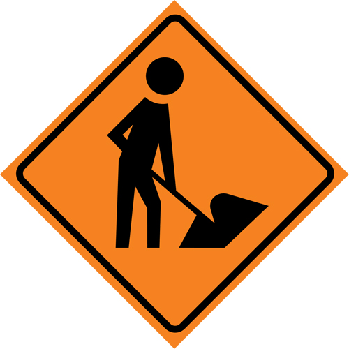 Men at Work Roll-Up Traffic Sign, 29-1/2" x 29-1/2", Vinyl, Pictogram Kelford