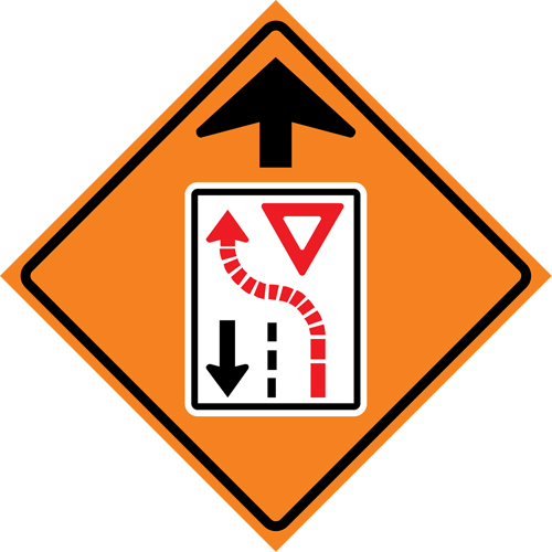 Yield Ahead Roll-Up Traffic Sign, 29-1/2" x 29-1/2", Vinyl, Pictogram Kelford