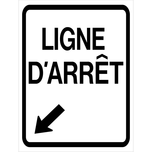 "Ligne d'Arr&ecirc;t" Roll-Up Traffic Sign, 23-3/5" x 29-1/2", Vinyl, French with Pictogram Kelford