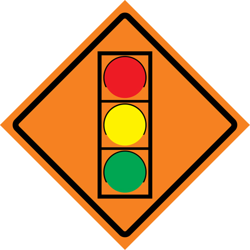 Stop Light Roll-Up Traffic Sign, 29-1/2" x 29-1/2", Vinyl, Pictogram Kelford