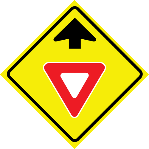 "Yield Ahead" Roll-Up Traffic Sign, 36" x 36", Vinyl, Pictogram Kelford