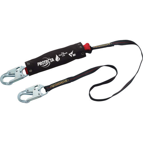 Pro Pack Hot Work Shock-Absorbing Lanyard, 6', Snap Hook Center, Snap Hook Leg Ends, Kevlar&reg; Kelford