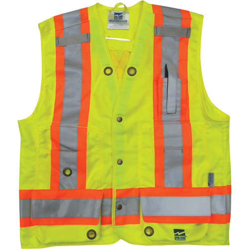 Surveyor Safety Vest, High Visibility Lime-Yellow, Small, Polyester Kelford