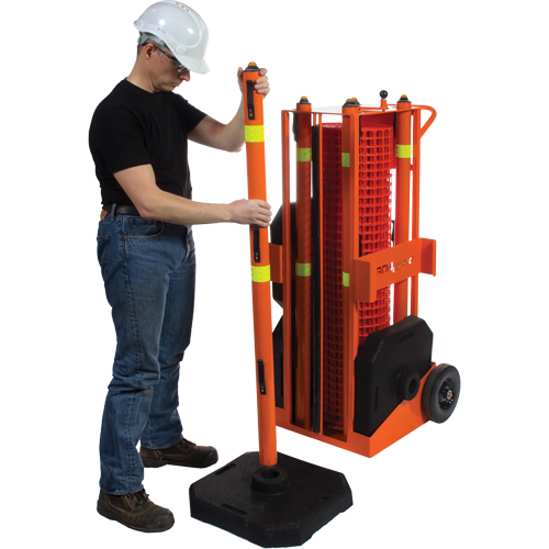 Portable Safety Zone, 100' L, Steel, Orange Kelford